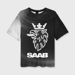 Женская футболка oversize 3D Saab + Звезды