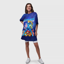 Платье с принтом Metroid Dread - Самус Аран для женщины, вид на модели спереди №3. Цвет основы: белый