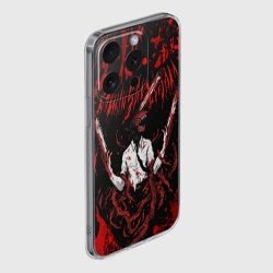 Чехол для iPhone 15 Pro силиконовый с защитой камеры Человек бензопила в крови - фото 2