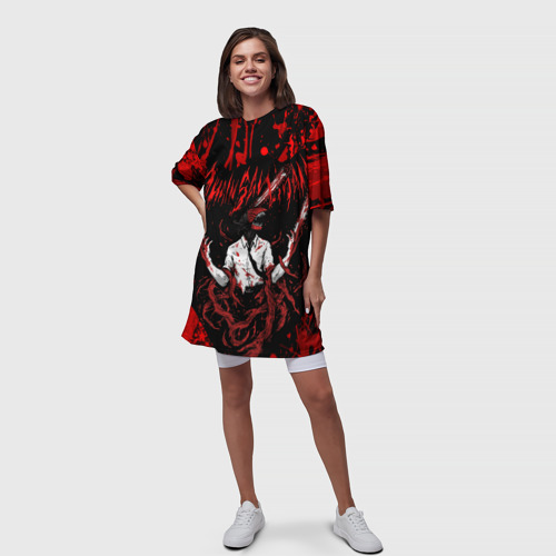 Платье-футболка 3D Человек бензопила в крови, цвет 3D печать - фото 5