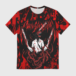 Мужская футболка 3D Человек бензопила в крови