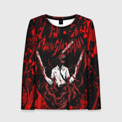Женский лонгслив 3D Человек бензопила в крови