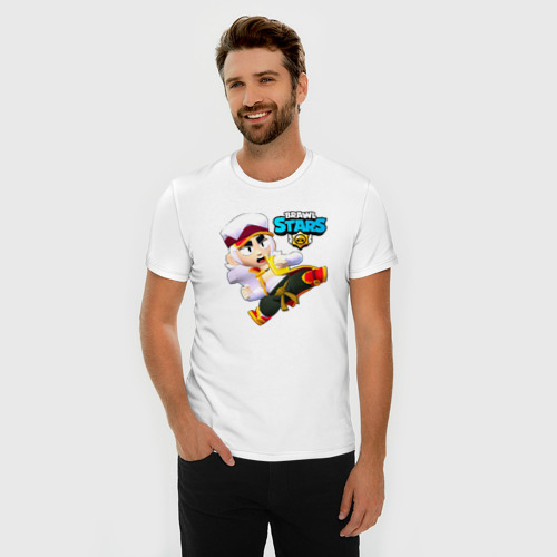 Мужская футболка хлопок Slim с принтом FANG ФЭНГ BRAWLSTARS БРАВЛ СТАРС, фото на моделе #1