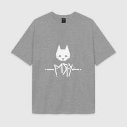 Женская футболка Oversize хлопок texturе Stray cat game: мяу - meow кот