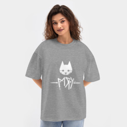 Женская футболка Oversize хлопок texturе Stray cat game: мяу - meow кот - фото 2