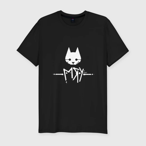 Мужская футболка хлопок Slim Stray cat game: мяу - meow кот