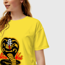 Женская футболка хлопок Oversize Кобра кай змея - фото 2