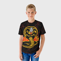 Детская футболка 3D Кобра кай и красный узор - фото 2