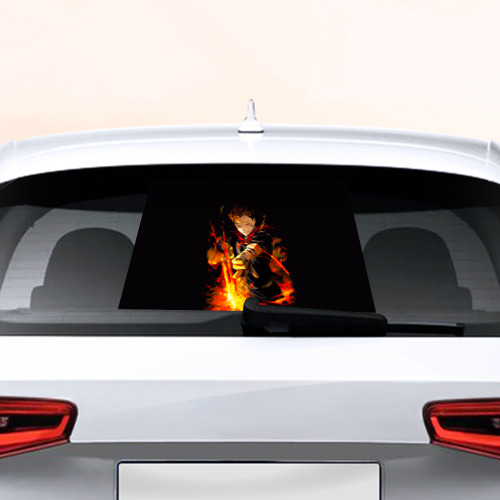 Наклейка на авто - для заднего стекла Сукуна стреляет пламенем Магическая битва