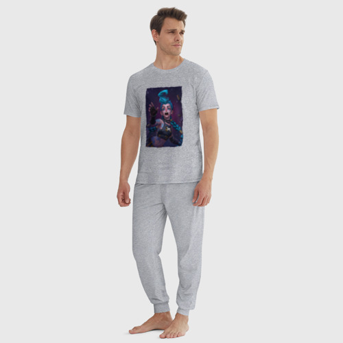 Мужская пижама хлопок с принтом Испуганная Паудэр | Аркейн, вид сбоку #3