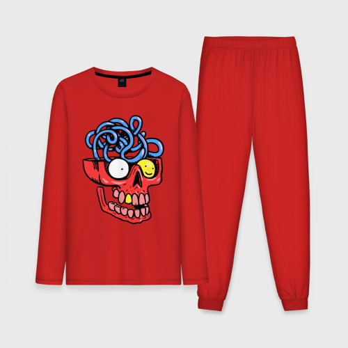 Мужская пижама с лонгсливом хлопок Brain convolutions, цвет красный