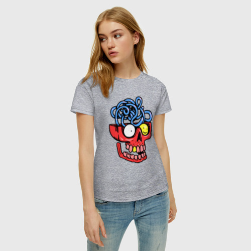 Женская футболка хлопок Brain convolutions, цвет меланж - фото 3