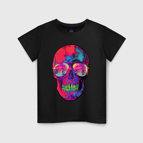 Детская футболка хлопок Skull & bicycle, цвет черный