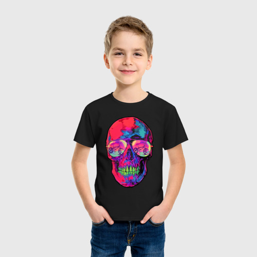 Детская футболка хлопок Skull & bicycle, цвет черный - фото 3