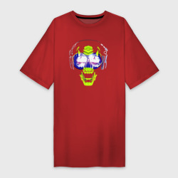 Платье-футболка хлопок Neon skull - music lover