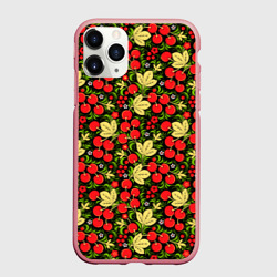 Чехол для iPhone 11 Pro Max матовый Черешни хохлома