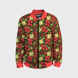 Детский бомбер 3D Черешни хохлома