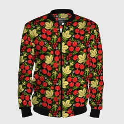 Мужской бомбер 3D Черешни хохлома