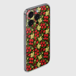 Чехол для iPhone 16 Pro Max силиконовый с защитой камеры Черешни хохлома - фото 2