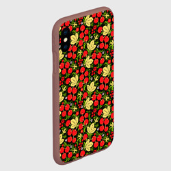 Чехол для iPhone XS Max матовый Черешни хохлома - фото 2