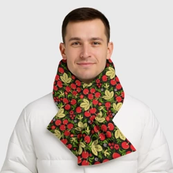 Шарф-пуховик 3D Черешни хохлома - фото 2