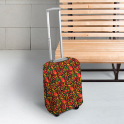 Чехол для чемодана 3D Желтые и красные цветы, птицы и ягоды хохлома - фото 2