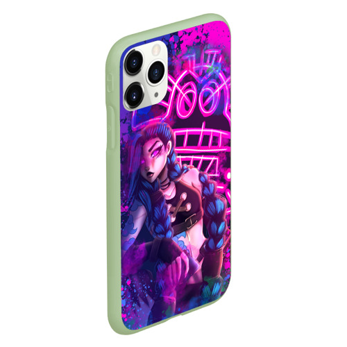Чехол для iPhone 11 Pro матовый League Of Legends Arcane Джинкс неоновая краска, цвет салатовый - фото 3
