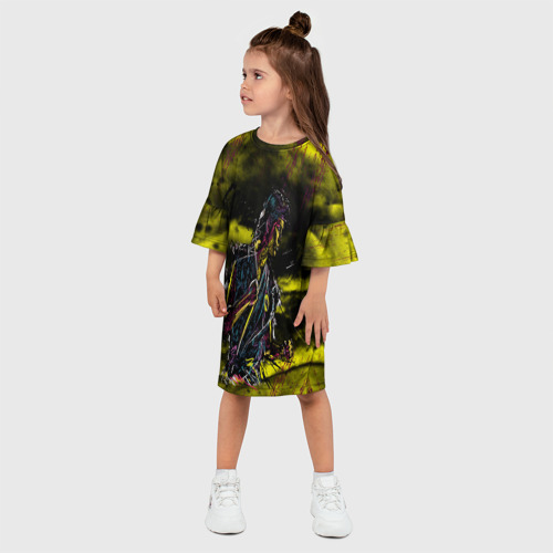 Детское платье 3D с принтом Кобра Кай Царапины, фото на моделе #1