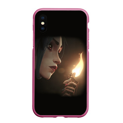 Чехол для iPhone XS Max матовый Arcane - League Of Legends Jinx с огнем