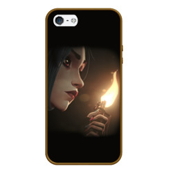 Чехол для iPhone 5/5S матовый Arcane - League Of Legends Jinx с огнем