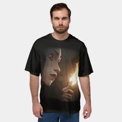 Мужская футболка oversize 3D Arcane - League Of Legends Jinx с огнем - фото 2