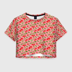 Женская футболка Crop-top 3D Вишня Черешня паттерн