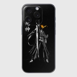 Чехол для iPhone 15 Pro силиконовый с защитой камеры Ичиго и звёзды