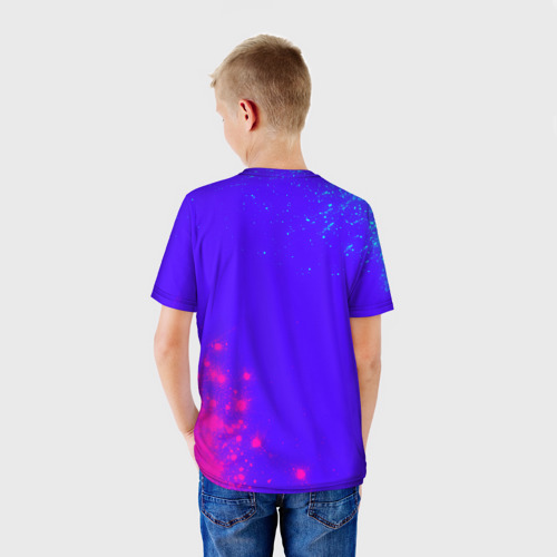 Детская футболка 3D с принтом STRAY + Краски, вид сзади #2