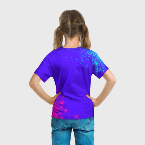 Детская футболка 3D с принтом STRAY + Краски, вид сзади #2