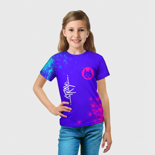 Детская футболка 3D с принтом STRAY + Краски, вид сбоку #3
