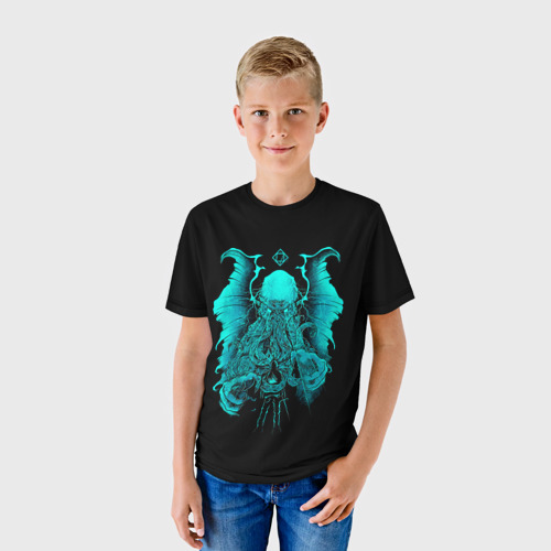 Детская футболка 3D Бирюзовый Ктулху, цвет 3D печать - фото 3