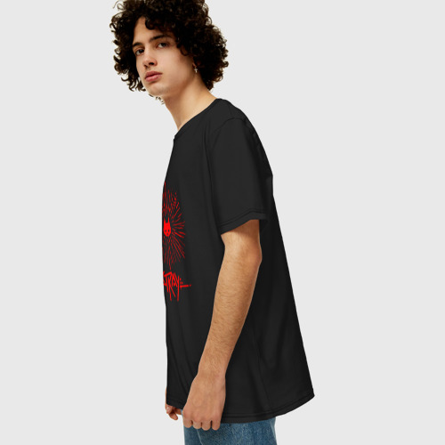 Мужская футболка хлопок Oversize Stray red logo, цвет черный - фото 5