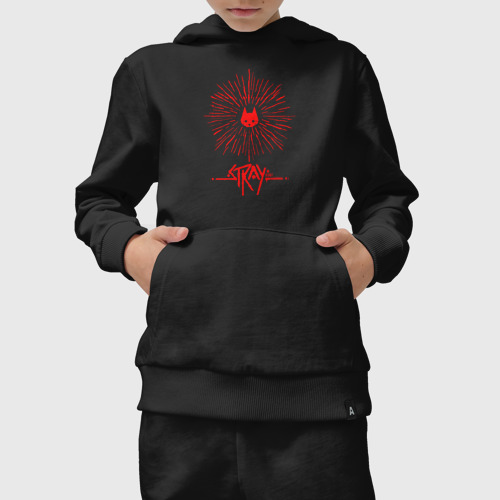 Детский костюм с толстовкой хлопок Stray red logo, цвет черный - фото 5