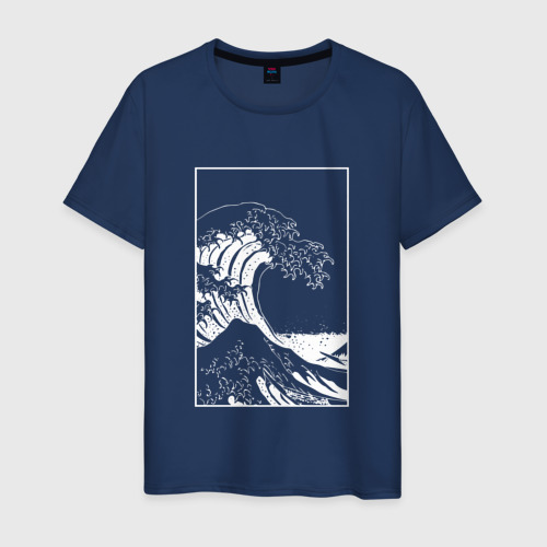 Мужская футболка из хлопка с принтом Japan waves Японская волна, вид спереди №1