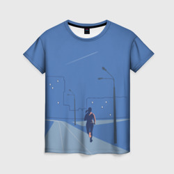 Женская футболка 3D Пробежка вечерняя