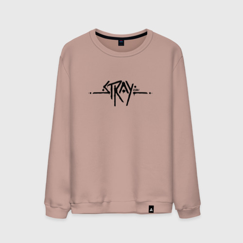 Мужской свитшот хлопок Stray Logo +спина, цвет пыльно-розовый