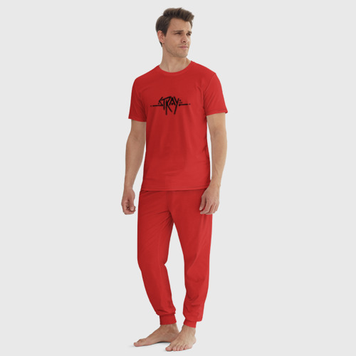 Мужская пижама хлопок с принтом Stray Logo (+спина), вид сбоку #3