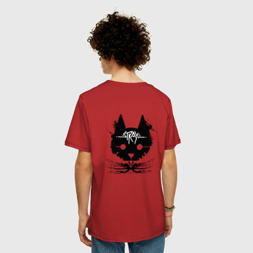 Мужская футболка хлопок Oversize Stray Logo +спина, цвет красный - фото 4