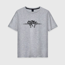 Женская футболка хлопок Oversize Stray Logo +спина