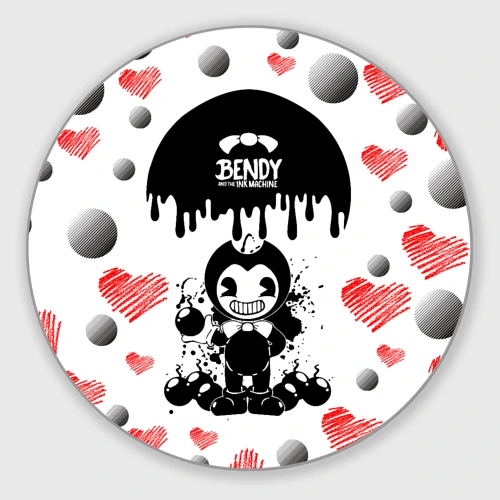 Круглый коврик для мышки Bomb love bendy and the Ink machine