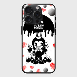 Чехол силиконовый для Apple iPhone 15 Pro матовый Bomb love bendy and the Ink machine