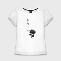 Женская футболка хлопок Slim Розы Иероглифы