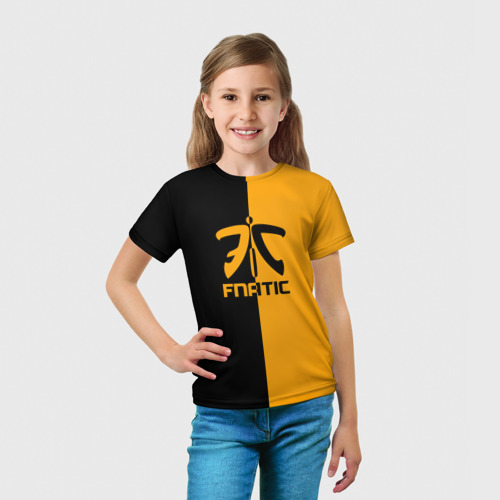 Детская футболка 3D с принтом Команда Fnatic, вид сбоку #3