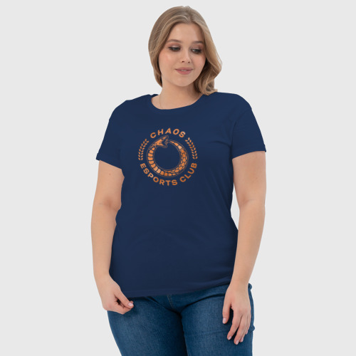 Женская футболка хлопок Logo Chaos, цвет темно-синий - фото 6